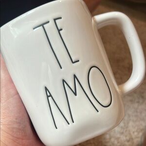 Rae Dunn White and Black TE AMO Mug